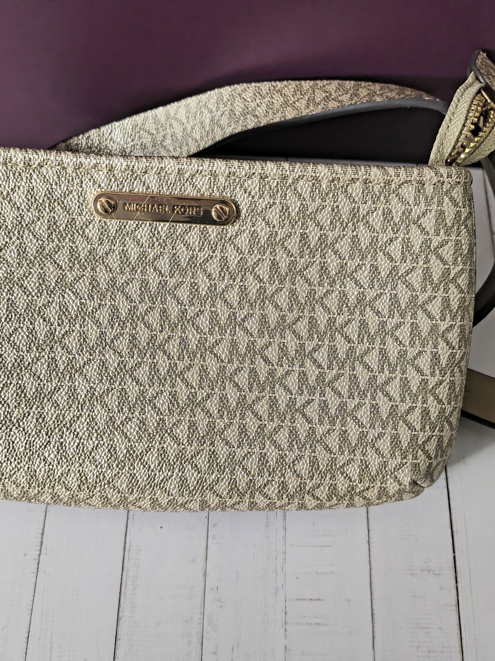Michael Kors Women's Beige Logo Belt Bag